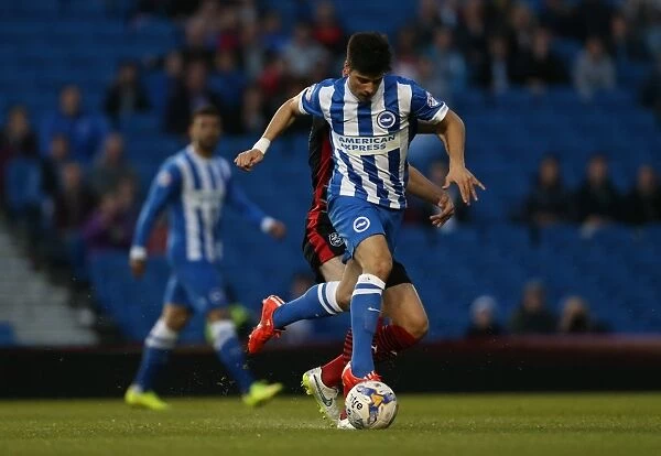 Brighton's Teixeira in Action Against Huddersfield, Sky Bet Championship 2015