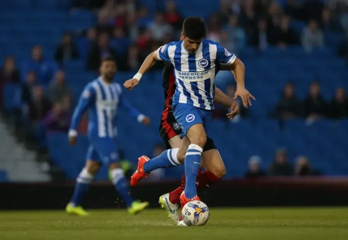 Framed Print : Brighton's Teixeira in Action Against Huddersfield, Sky Bet Championship 2015 Framed Print : Brighton's Teixeira in Action Against Huddersfield, Sky Bet Championship 2015