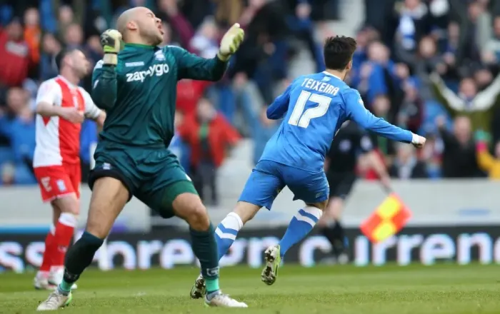 Framed Print : Brighton's Teixeira Scores Second Goal Against Birmingham City (21FEB15) Framed Print : Brighton's Teixeira Scores Second Goal Against Birmingham City (21FEB15)