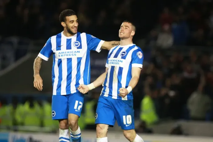 Framed Print : Brighton's Tomer Hemed Scores Hat-trick Against Fulham in Sky Bet Championship (15APR16)