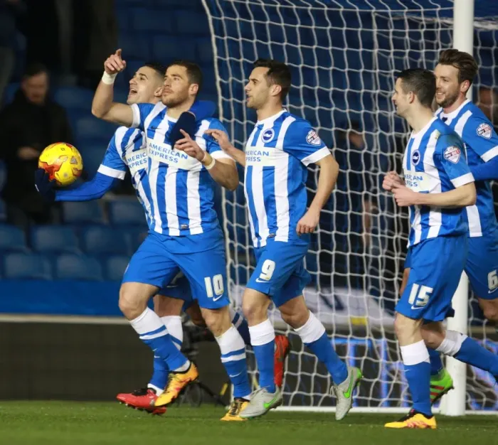Framed Print : Brighton's Tomer Hemed Scores Penalty Against Leeds United - Sky Bet Championship 2016