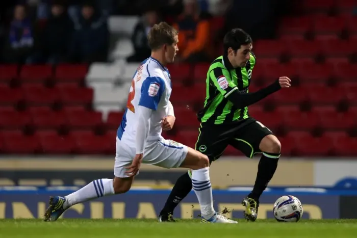 Framed Print : Brighton's Vicente in Flight: Blackburn vs. Brighton, Npower Championship, January 2013 Framed Print : Brighton's Vicente in Flight: Blackburn vs. Brighton, Npower Championship, January 2013