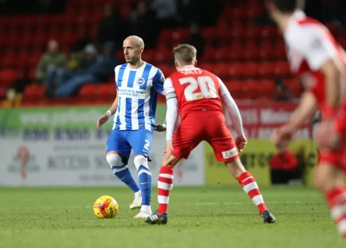 Framed Print : Bruno Saltor in Action: Brighton and Hove Albion vs Charlton Athletic, The Valley, January 2015