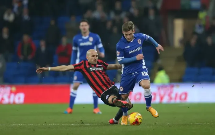 Framed Print : Bruno Saltor of Brighton and Hove Albion Faces Off in Championship Clash against Cardiff City (10FEB15) Framed Print : Bruno Saltor of Brighton and Hove Albion Faces Off in Championship Clash against Cardiff City (10FEB15)