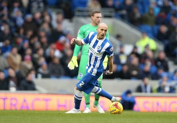 Bruno Saltor Defending for Brighton and Hove Albion Against Nottingham Forest in Sky Bet Championship Match, 7th February 2015