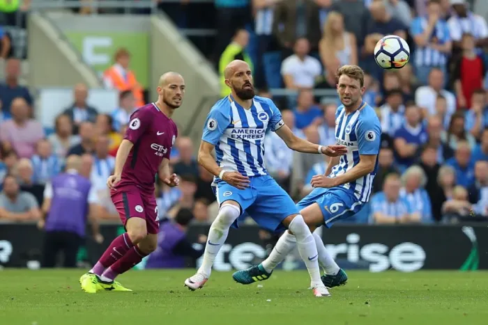 Framed Print : Bruno's Defiant Stand: Brighton vs Manchester City (August 12, 2017)