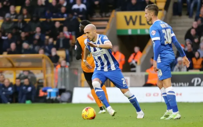 Framed Print : Bruno's Determination: Wolverhampton Wanderers vs Brighton and Hove Albion, Championship Clash (December 2014)
