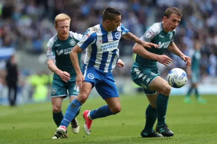 Framed Print : Championship Clash: Brighton and Hove Albion vs. Wigan Athletic at American Express Community Stadium (17th April 2017) Framed Print : Championship Clash: Brighton and Hove Albion vs. Wigan Athletic at American Express Community Stadium (17th April 2017)