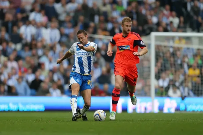 Framed Print : Championship Clash: Upson vs Mills Battle at Brighton & Hove Albion vs Bolton Wanderers, September 21, 2013 Framed Print : Championship Clash: Upson vs Mills Battle at Brighton & Hove Albion vs Bolton Wanderers, September 21, 2013