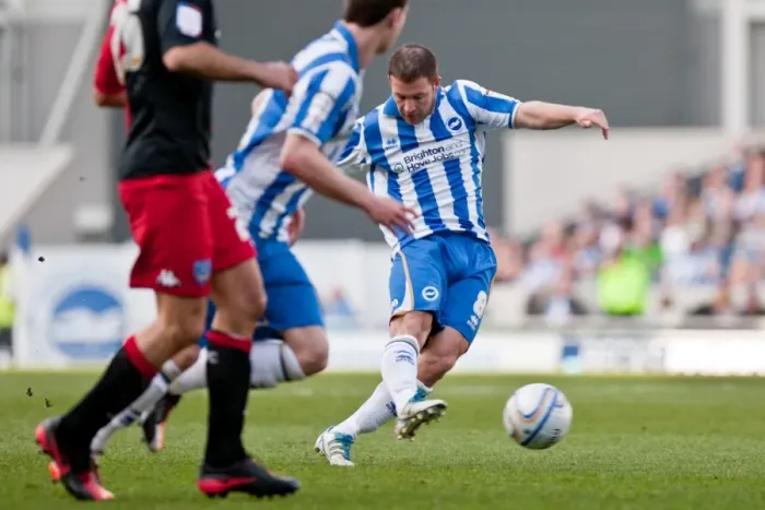 Framed Print : Championship Showdown: Alan Navarro Fires for Brighton & Hove Albion Against Portsmouth (March 10, 2012) Framed Print : Championship Showdown: Alan Navarro Fires for Brighton & Hove Albion Against Portsmouth (March 10, 2012)