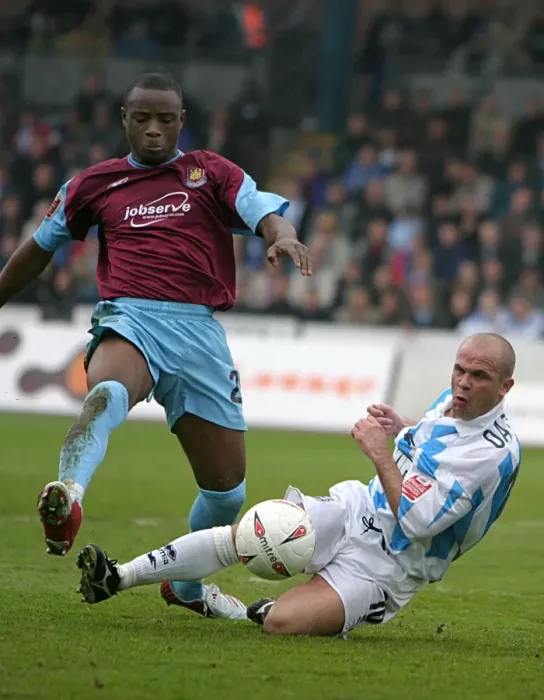 Framed Print : Charlie Oatway tackles Nigel Reo-Coker of West Ham (2004 / 05) Framed Print : Charlie Oatway tackles Nigel Reo-Coker of West Ham (2004 / 05)