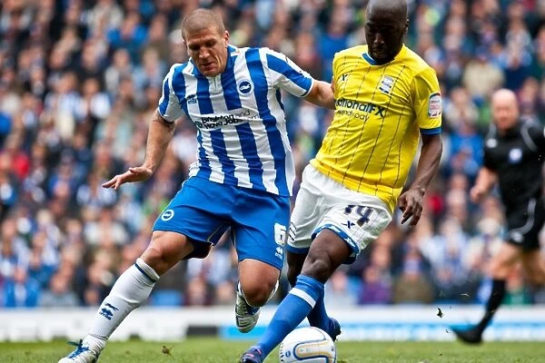 Chasing the Goal: Intense Moment between El-Abd and Gomis in Brighton vs. Birmingham Championship Match, 2012