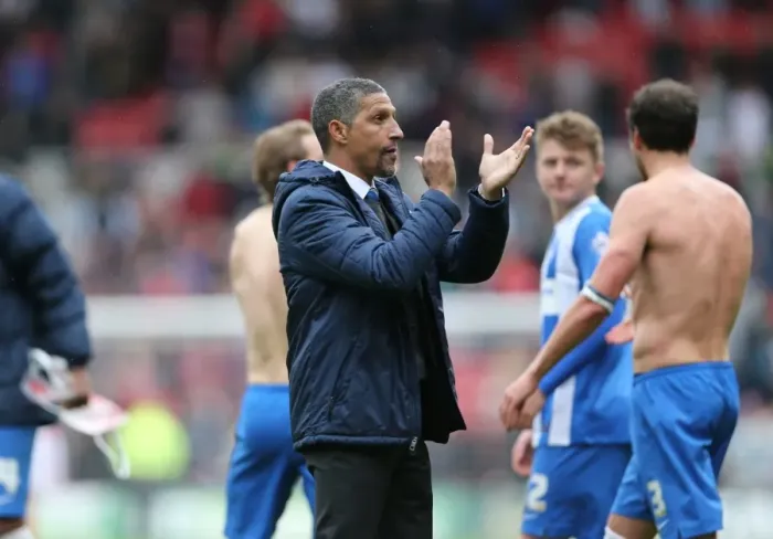 Framed Print : Chris Hughton Applauds Brighton Fans in Middlesbrough Championship Showdown (02MAY15) Framed Print : Chris Hughton Applauds Brighton Fans in Middlesbrough Championship Showdown (02MAY15)