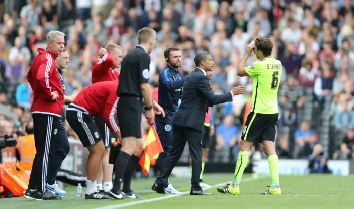 Framed Print : Chris Hughton and Dale Stephens in Action: Fulham vs. Brighton and Hove Albion, Sky Bet Championship (15 / 08 / 2015) Framed Print : Chris Hughton and Dale Stephens in Action: Fulham vs. Brighton and Hove Albion, Sky Bet Championship (15 / 08 / 2015)