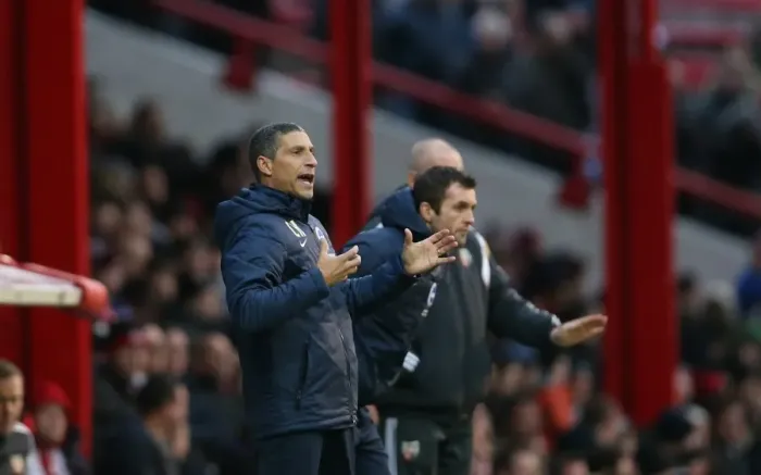 Framed Print : Chris Hughton Guides Brighton and Hove Albion in FA Cup Battle against Brentford (03.01.15) Framed Print : Chris Hughton Guides Brighton and Hove Albion in FA Cup Battle against Brentford (03.01.15)