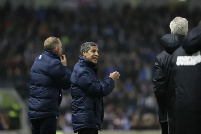 Framed Print : Chris Hughton and Paul Trollope of Brighton & Hove Albion During Ipswich Town Clash in EFL Sky Bet Championship (14FEB17)