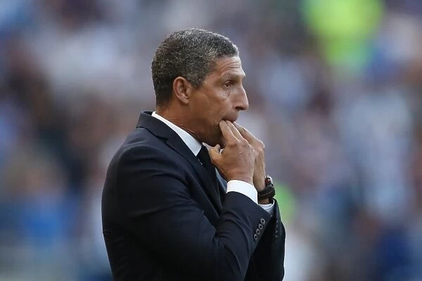 Chris Hughton Whistles During Intense Brighton and Hove Albion vs. Nottingham Forest Championship Clash (12AUG16)