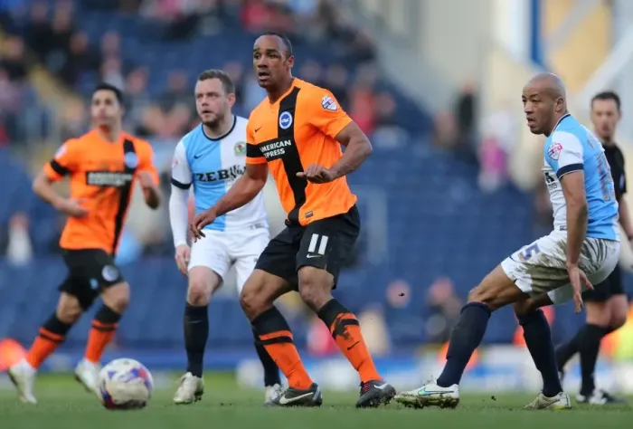 Framed Print : Chris O'Grady in Action: Brighton & Hove Albion vs. Blackburn Rovers, Championship Clash at Ewood Park (21MAR15) Framed Print : Chris O'Grady in Action: Brighton & Hove Albion vs. Blackburn Rovers, Championship Clash at Ewood Park (21MAR15)