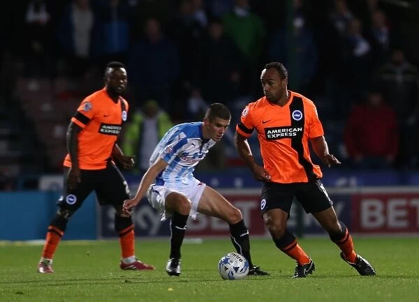 Chris O'Grady Fights for Brighton And Hove Albion Goal Against Huddersfield Town, October 2014