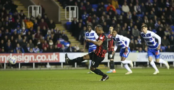 Framed Print : Chris O'Grady Scores Penalty for Brighton & Hove Albion against Reading, March 10, 2015 Framed Print : Chris O'Grady Scores Penalty for Brighton & Hove Albion against Reading, March 10, 2015