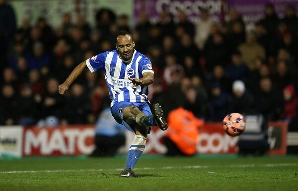 Chris O'Grady Scores the Second Goal: Brighton Leads 2-0 against Brentford in FA Cup Match, January 2015
