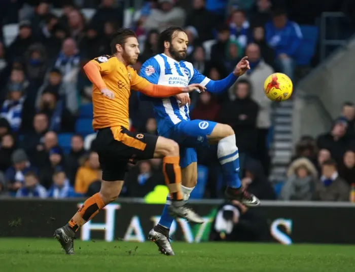 Framed Print : Clash at the Community Stadium: Intense Battle for High Ball Between James Henry and Inigo Calderon in Brighton and Hove Albion vs Wolverhampton Wanderers Championship Match (January 1, 2016) Framed Print : Clash at the Community Stadium: Intense Battle for High Ball Between James Henry and Inigo Calderon in Brighton and Hove Albion vs Wolverhampton Wanderers Championship Match (January 1, 2016)