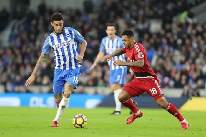 Framed Print : Clash of the Stripes: Goldson vs. Gray - Brighton & Hove Albion vs. Watford (23DEC17) Framed Print : Clash of the Stripes: Goldson vs. Gray - Brighton & Hove Albion vs. Watford (23DEC17)