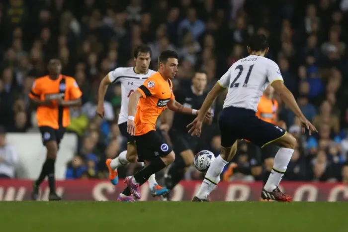 Framed Print : Colunga Faces Off Against Tottenham: Capital One Cup Showdown between Brighton and Spurs (29OCT14) Framed Print : Colunga Faces Off Against Tottenham: Capital One Cup Showdown between Brighton and Spurs (29OCT14)