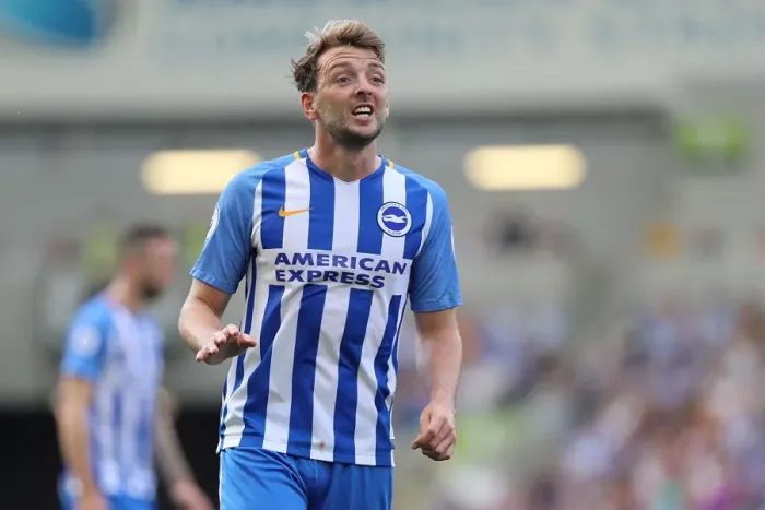 Framed Print : Dale Stephens in Action: Brighton & Hove Albion vs Manchester City (12th August 2017) Framed Print : Dale Stephens in Action: Brighton & Hove Albion vs Manchester City (12th August 2017)