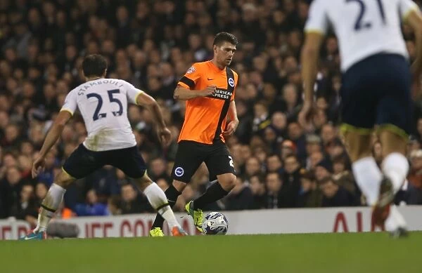 Danny Holla of Brighton and Hove Albion Facing Off Against Tottenham Hotspur in the Capital One Cup, October 2014
