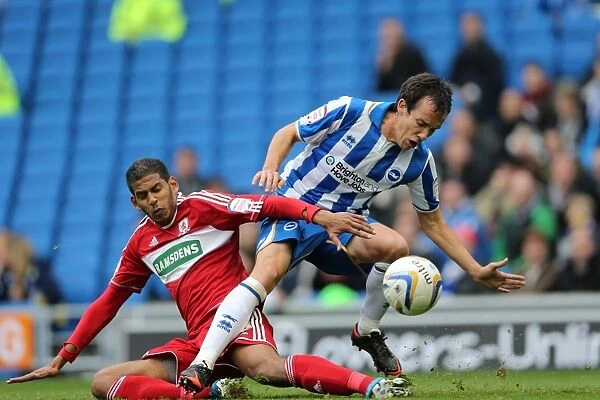 David Lopez Fouled in Brighton & Hove Albion vs Middlesbrough, Npower Championship (October 20, 2012)