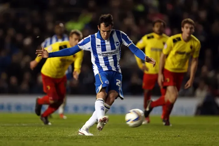 Framed Print : David Lopez Scores Penalty for Brighton & Hove Albion Against Watford, December 29, 2012 Framed Print : David Lopez Scores Penalty for Brighton & Hove Albion Against Watford, December 29, 2012