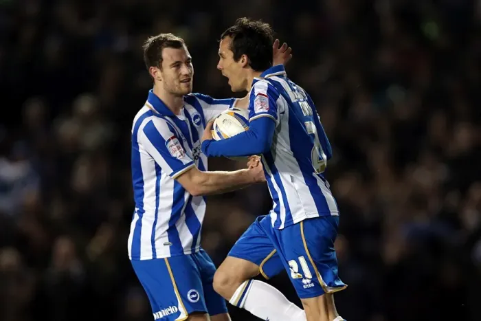 Framed Print : David Lopez's Goal Celebration: Brighton & Hove Albion vs. Watford, December 29, 2012 Framed Print : David Lopez's Goal Celebration: Brighton & Hove Albion vs. Watford, December 29, 2012