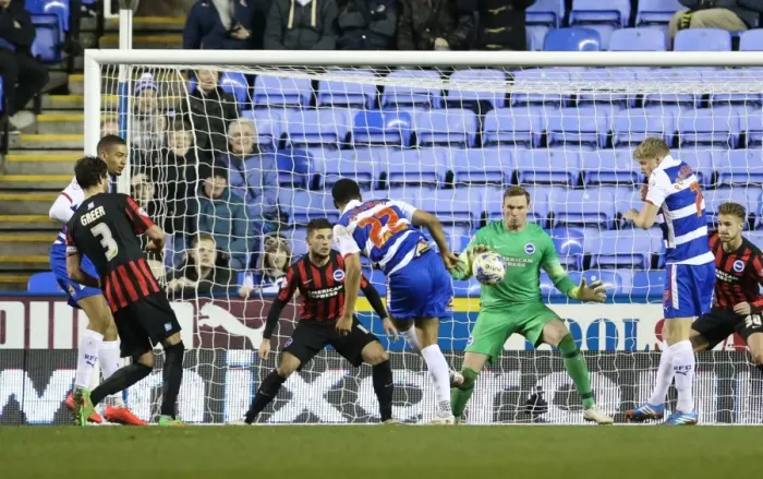 Framed Print : David Stockdale in Action: Sky Bet Championship Showdown between Reading and Brighton & Hove Albion (10th March 2015)