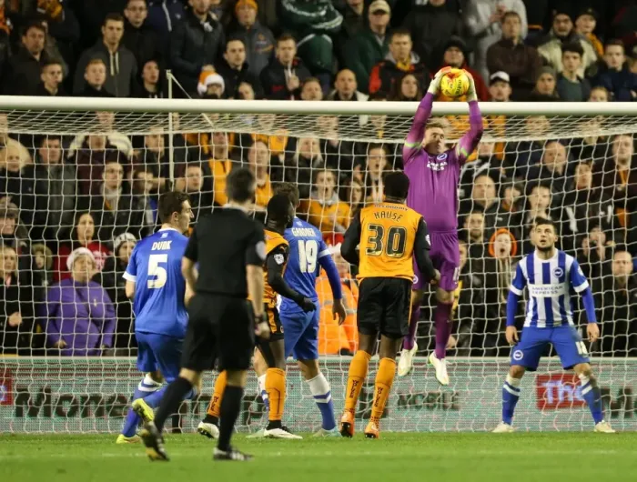 Framed Print : David Stockdale Faces Off Against Wolves: Wolverhampton Wanderers vs Brighton and Hove Albion, Sky Bet Championship, Molineux, 2014 Framed Print : David Stockdale Faces Off Against Wolves: Wolverhampton Wanderers vs Brighton and Hove Albion, Sky Bet Championship, Molineux, 2014