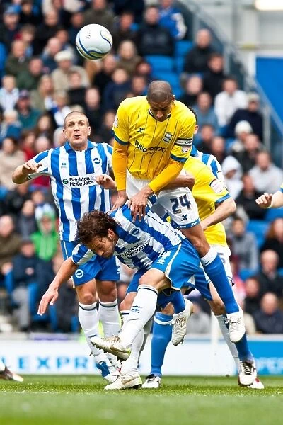 Davies Soars Over Calderon: Aerial Battle in Brighton & Hove Albion vs Birmingham City (April 2012)