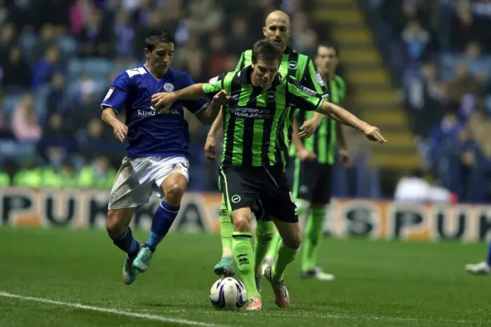 Framed Print : Dean Hammond: In Action for Brighton & Hove Albion Against Leicester City, Npower Championship (October 23, 2012)