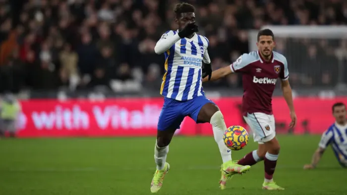 Framed Print : Decisive Moment at The London Stadium: West Ham United vs. Brighton & Hove Albion (1st December 2021)