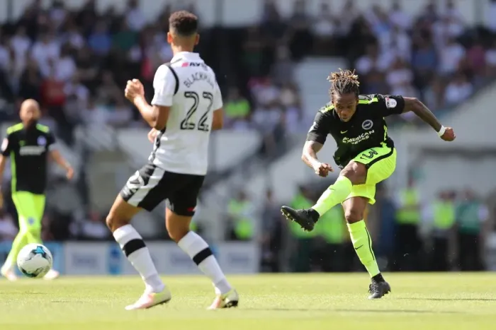 Framed Print : Derby County vs. Brighton and Hove Albion: EFL Sky Bet Championship Clash at iPro Stadium (06AUG16) - Intense Match Action
