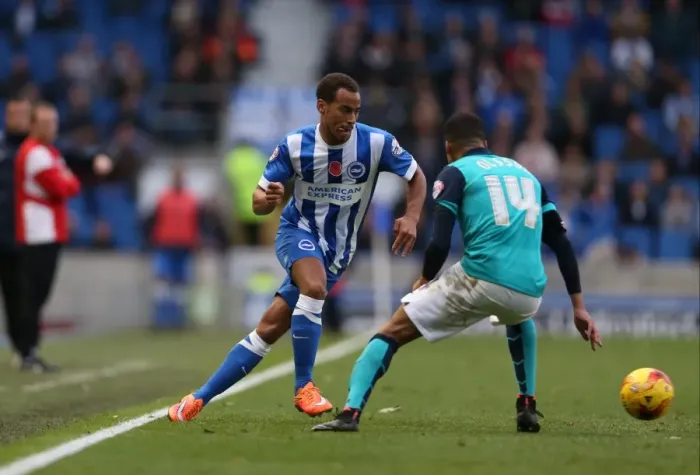 Framed Print : Elliott Bennett in Action: Brighton & Hove Albion vs Wigan Athletic, American Express Community Stadium, 2014 Framed Print : Elliott Bennett in Action: Brighton & Hove Albion vs Wigan Athletic, American Express Community Stadium, 2014