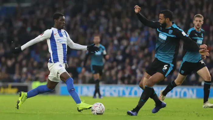 Framed Print : Emirates FA Cup: Brighton and Hove Albion vs. West Bromwich Albion Clash at American Express Community Stadium (26th January 2019)