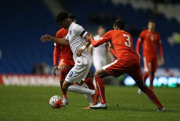 England U21s vs Switzerland: Action from the 2016 European Championship Qualifier at Brighton and Hove Albion's American Express Community Stadium (16 November 2015)