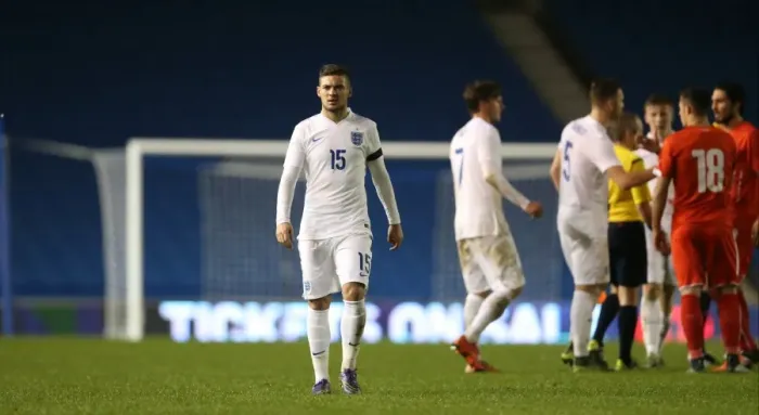 Framed Print : England vs. Switzerland U21 Euro Championship Qualifier: A Battle at Brighton and Hove Albion's American Express Community Stadium (16 November 2015)