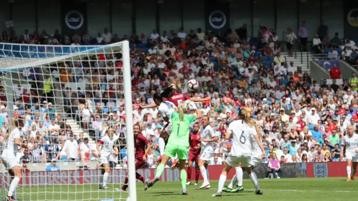 Framed Print : England Women vs New Zealand Women: FIFA World Cup Warm-Up at Brighton and Hove Albion's American Express Community Stadium (01.06.19)