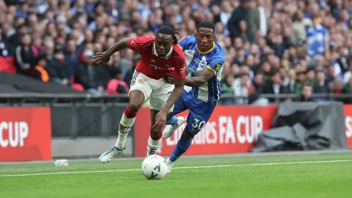 Framed Print : Epic Showdown: Brighton & Hove Albion vs. Manchester United in the FA Cup Semi-Final at Wembley Stadium (23APR23) Framed Print : Epic Showdown: Brighton & Hove Albion vs. Manchester United in the FA Cup Semi-Final at Wembley Stadium (23APR23)