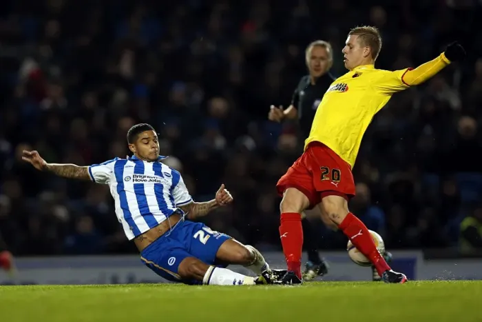 Framed Print : Epic Slide Tackle by Liam Bridcutt: Brighton & Hove Albion vs Watford, Amex Stadium (December 2012) Framed Print : Epic Slide Tackle by Liam Bridcutt: Brighton & Hove Albion vs Watford, Amex Stadium (December 2012)