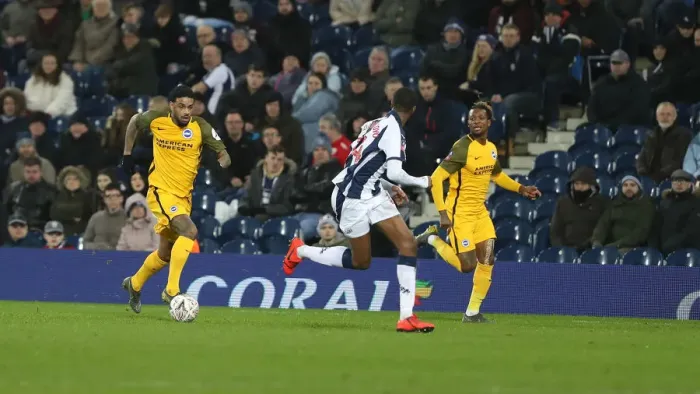 Framed Print : FA Cup Fourth Round: West Bromwich Albion vs. Brighton and Hove Albion (06FEB19) - Intense Match Action at The Hawthorns