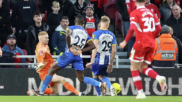 FA Cup Third Round: Intense Match Action between Middlesbrough and Brighton & Hove Albion at Riverside Stadium (07JAN23)