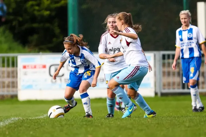 Framed Print : Fierce Rivalry: West Ham United vs. Brighton & Hove Albion Women's Football Match, Season 2013-14 Framed Print : Fierce Rivalry: West Ham United vs. Brighton & Hove Albion Women's Football Match, Season 2013-14