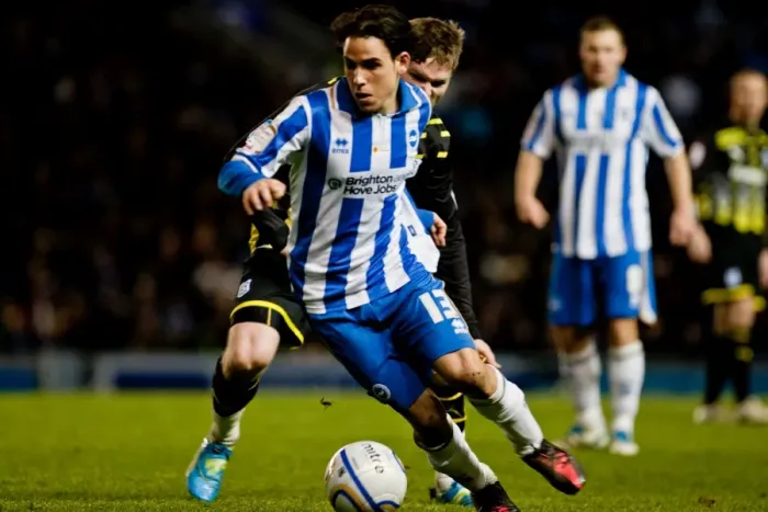 Framed Print : Gai Assulin's Full Home Debut: Brighton & Hove Albion vs. Cardiff City, March 7, 2012
